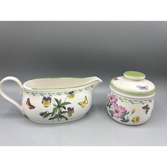 Studio Nova Garden Bloom Creamer & Sugar Bowl Set Floral Butterfly Design - Picture 1 of 8